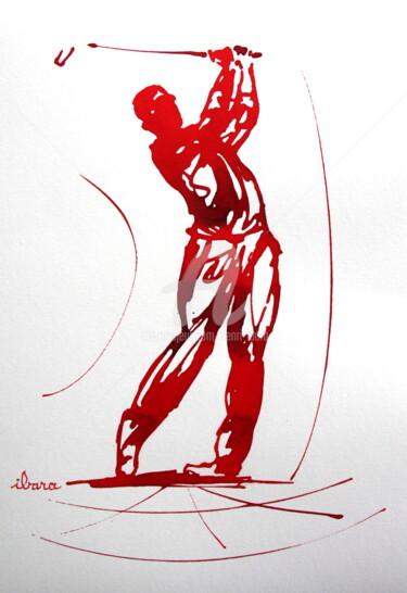 「Golf N°23」というタイトルの描画 Henri Ibaraによって, オリジナルのアートワーク, インク
