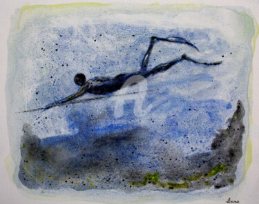 Картина под названием "Plongée sous marine" - Henri Ibara, Подлинное произведение искусства, Акрил