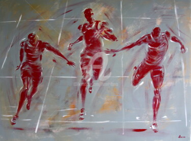Malerei mit dem Titel "Athlétisme: arrivée…" von Henri Ibara, Original-Kunstwerk, Acryl