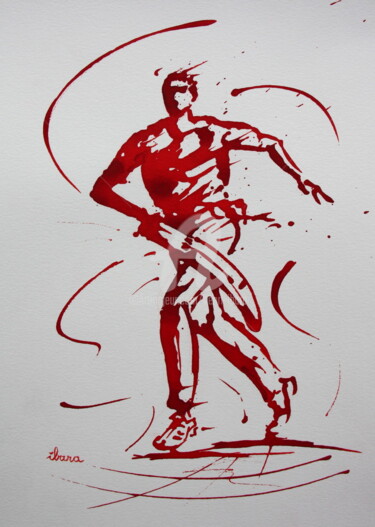 Drawing titled "Pelote basque N°1" by Henri Ibara, Original Artwork, Ink