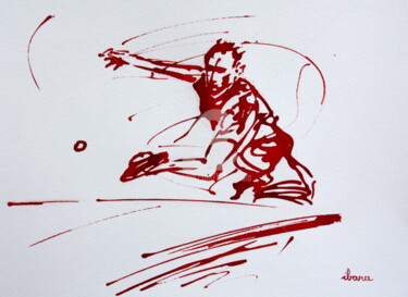 Dessin intitulée "Ping pong N°1" par Henri Ibara, Œuvre d'art originale, Encre