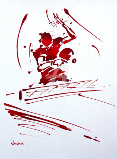 Zeichnungen mit dem Titel "Ping pong N°2" von Henri Ibara, Original-Kunstwerk, Tinte