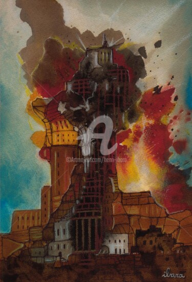 Dessin intitulée "Le triomphe de l'ig…" par Henri Ibara, Œuvre d'art originale, Encre