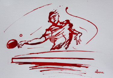 Drawing titled "Ping pong N°6" by Henri Ibara, Original Artwork, Ink