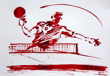 Dessin intitulée "Ping pong N°8" par Henri Ibara, Œuvre d'art originale, Encre