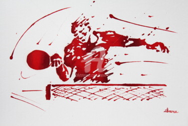 Dessin intitulée "Ping pong N°9" par Henri Ibara, Œuvre d'art originale, Encre