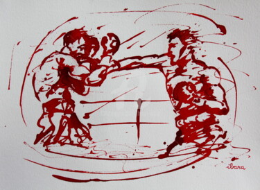 Dessin intitulée "Boxe N°11" par Henri Ibara, Œuvre d'art originale, Encre