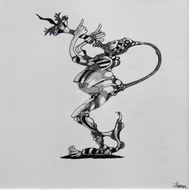 Drawing titled "Le trompettiste" by Henri Ibara, Original Artwork