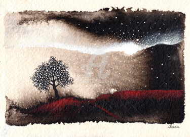 Dibujo titulada "Le premier arbre" por Henri Ibara, Obra de arte original, Tinta