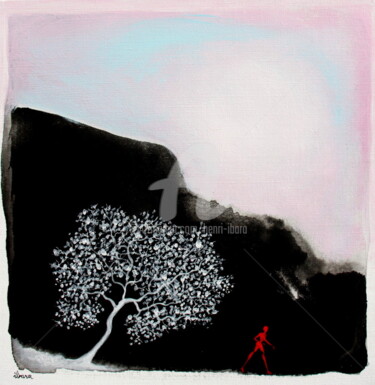 Картина под названием "L'arbre blanc et le…" - Henri Ibara, Подлинное произведение искусства, Акрил
