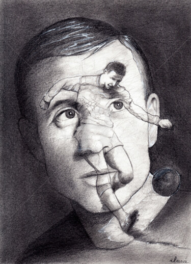 Drawing titled "Portrait de Raymond…" by Henri Ibara, Original Artwork