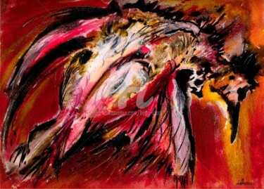 Dessin intitulée "L'oiseau mort" par Henri Ibara, Œuvre d'art originale, Gouache