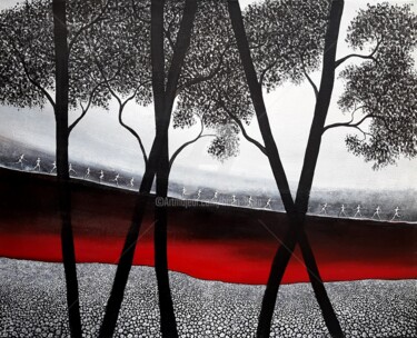 Картина под названием "Exode" - Henri Ibara, Подлинное произведение искусства, Акрил Установлен на Деревянная рама для носил…