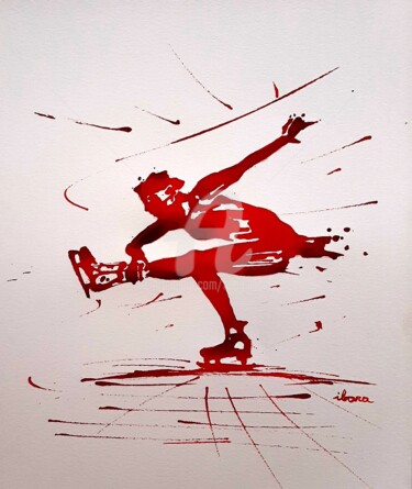 Dessin intitulée "Patinage artistique…" par Henri Ibara, Œuvre d'art originale, Encre