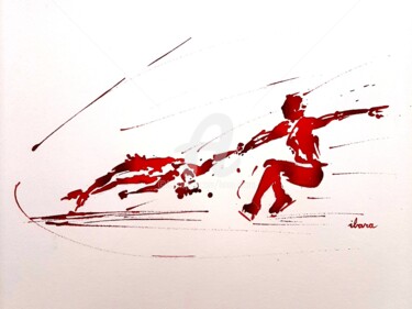 Drawing titled ""Patinage artistiqu…" by Henri Ibara, Original Artwork, Ink