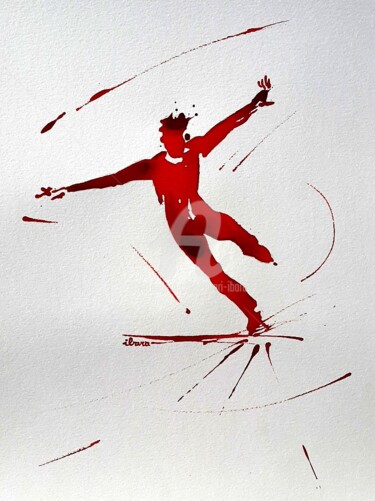 Dibujo titulada "Patinage artistique…" por Henri Ibara, Obra de arte original, Tinta