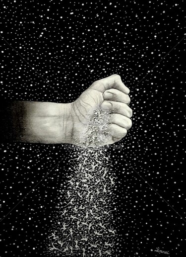 Dessin intitulée "Poussière d'étoiles" par Henri Ibara, Œuvre d'art originale, Crayon