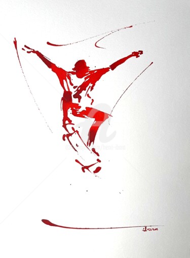 Drawing titled "Skateur N°1" by Henri Ibara, Original Artwork, Ink