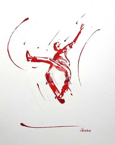 Drawing titled "Skateur N°7" by Henri Ibara, Original Artwork, Ink