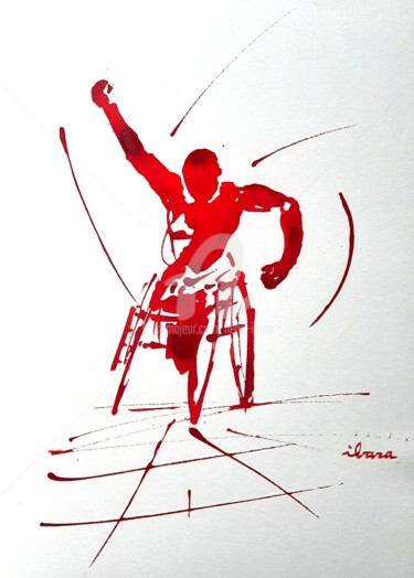Drawing titled "Handisport N°1" by Henri Ibara, Original Artwork, Ink