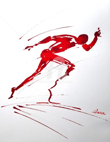 Dibujo titulada "Handisport N°5" por Henri Ibara, Obra de arte original, Tinta