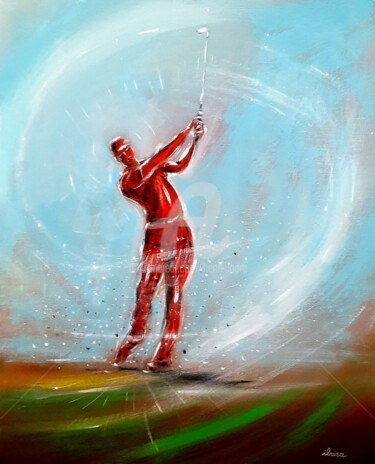 Painting titled "Golf" by Henri Ibara, Original Artwork, Acrylic