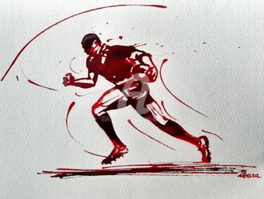 Tekening getiteld "Rugby N°60" door Henri Ibara, Origineel Kunstwerk, Inkt
