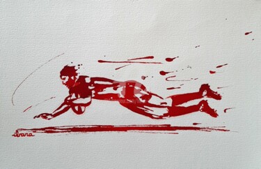Dessin intitulée "Rugby N°61" par Henri Ibara, Œuvre d'art originale, Encre