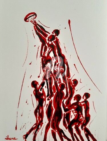 제목이 "Rugby N°62"인 그림 Henri Ibara로, 원작, 잉크
