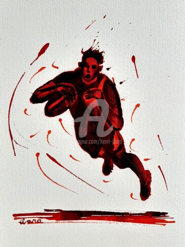 제목이 "Rugby N°63"인 그림 Henri Ibara로, 원작, 잉크
