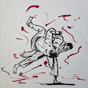 Disegno intitolato "Judo N°10" da Henri Ibara, Opera d'arte originale, Inchiostro
