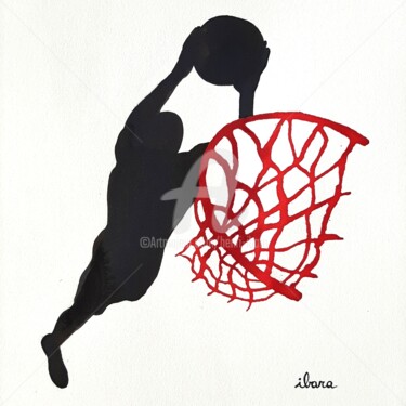 Tekening getiteld "Basket N°18" door Henri Ibara, Origineel Kunstwerk, Inkt