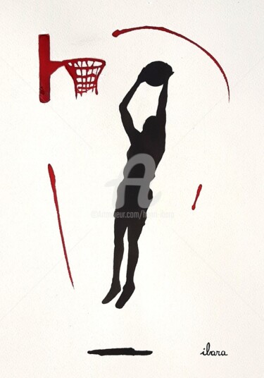 Tekening getiteld "Basket N°20" door Henri Ibara, Origineel Kunstwerk, Inkt