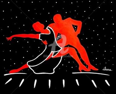 Dessin intitulée "Tango rouge" par Henri Ibara, Œuvre d'art originale, Gouache