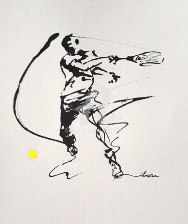 Drawing titled "tennis N°29" by Henri Ibara, Original Artwork, Ink