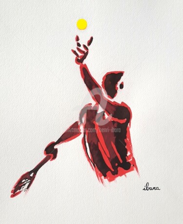 Рисунок под названием "Tennis N°30" - Henri Ibara, Подлинное произведение искусства, Чернила