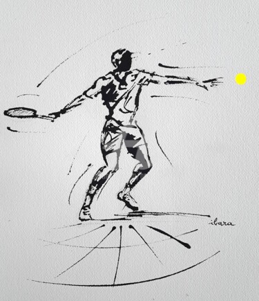 Zeichnungen mit dem Titel "Tennis N°31" von Henri Ibara, Original-Kunstwerk, Tinte