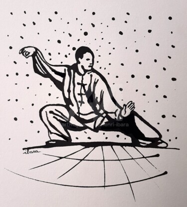 Drawing titled "Tai-chi-chuan N°3 e…" by Henri Ibara, Original Artwork, Ink