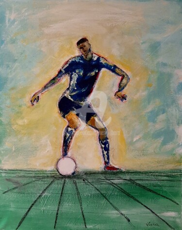 Painting titled "Football N°101" by Henri Ibara, Original Artwork, Acrylic Mounted on Wood Stretcher frame