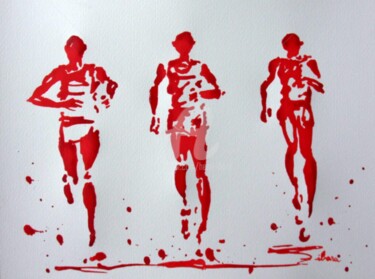 Dessin intitulée "running-n-8-dessin-…" par Henri Ibara, Œuvre d'art originale