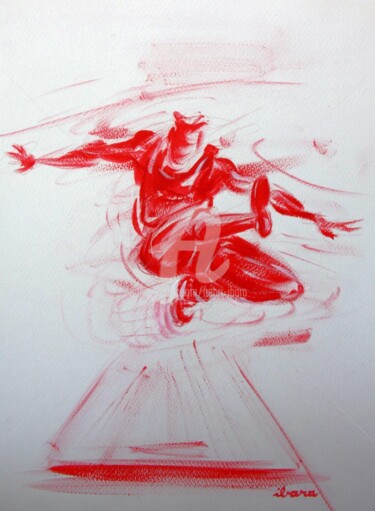 Dessin intitulée "saut-en-longueur-n-…" par Henri Ibara, Œuvre d'art originale, Autre