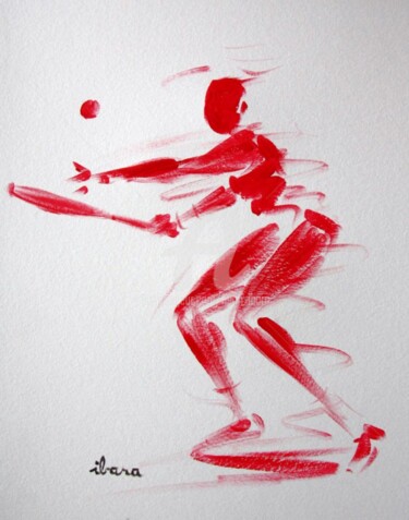 Картина под названием "tennis-dessin-calli…" - Henri Ibara, Подлинное произведение искусства, Акрил