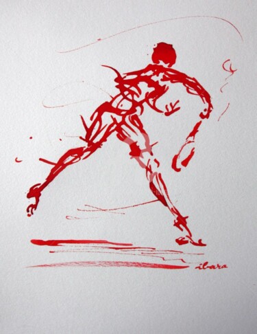 Картина под названием "tennis-n-6-dessin-c…" - Henri Ibara, Подлинное произведение искусства, Чернила