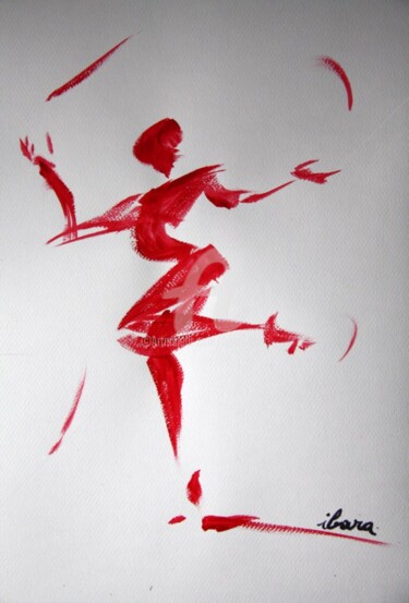 Disegno intitolato "homme-rouge-b-dessi…" da Henri Ibara, Opera d'arte originale