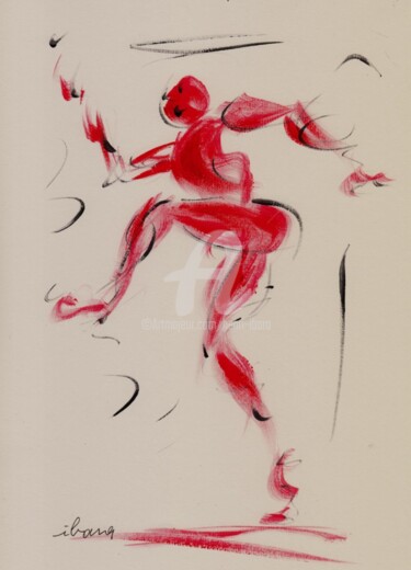 Рисунок под названием "homme-rouge-d-ibara…" - Henri Ibara, Подлинное произведение искусства