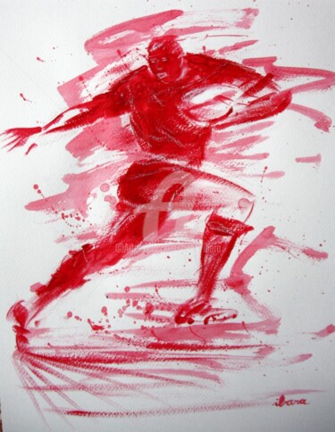 图画 标题为“Rugby N°13” 由Henri Ibara, 原创艺术品, 墨