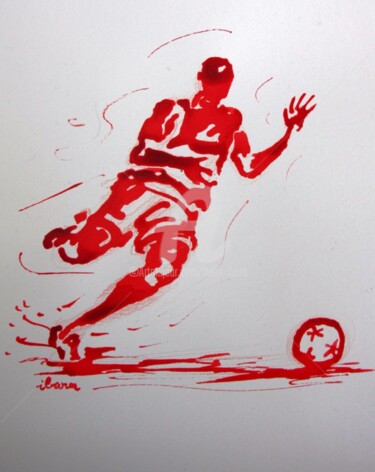Disegno intitolato "football-n-32-dessi…" da Henri Ibara, Opera d'arte originale, Altro