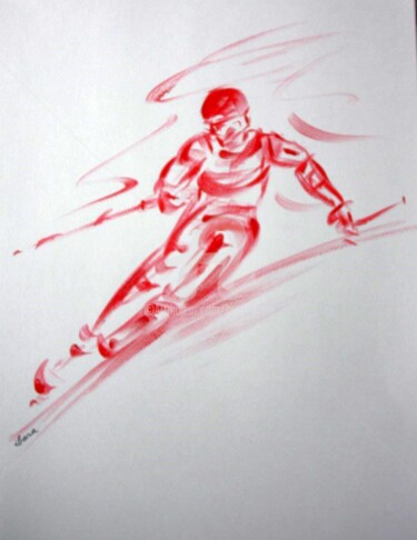 Painting titled "ski-n-1-dessin-call…" by Henri Ibara, Original Artwork, Acrylic