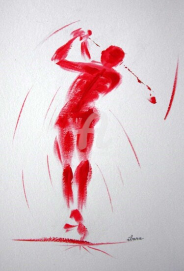 「golf-n-3-dessin-cal…」というタイトルの絵画 Henri Ibaraによって, オリジナルのアートワーク, アクリル