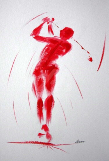 Peinture intitulée "golf-n-3-dessin-cal…" par Henri Ibara, Œuvre d'art originale, Acrylique